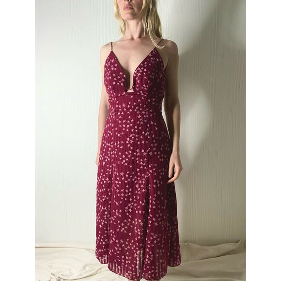 FINDERS KEEPERS Red and Pink Starry Spaghetti Strap Dress US SMALL - Picture 3 of 16